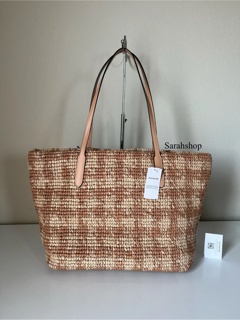 ✅Coach City Tote Bag With Gingham Print